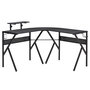 Voir la diapositive 1 : HOMCOM HOMCOM Bureau gaming d'angle bureau gamer bureau informatique bracket casque porte-gobelet étagère écran réglable métal panneaux texture carbone noir