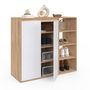 Voir la diapositive 5 : ID MARKET Armoire à chaussures 12 paires TOMI 2 portes avec 4 étagères façon hêtre et blanc