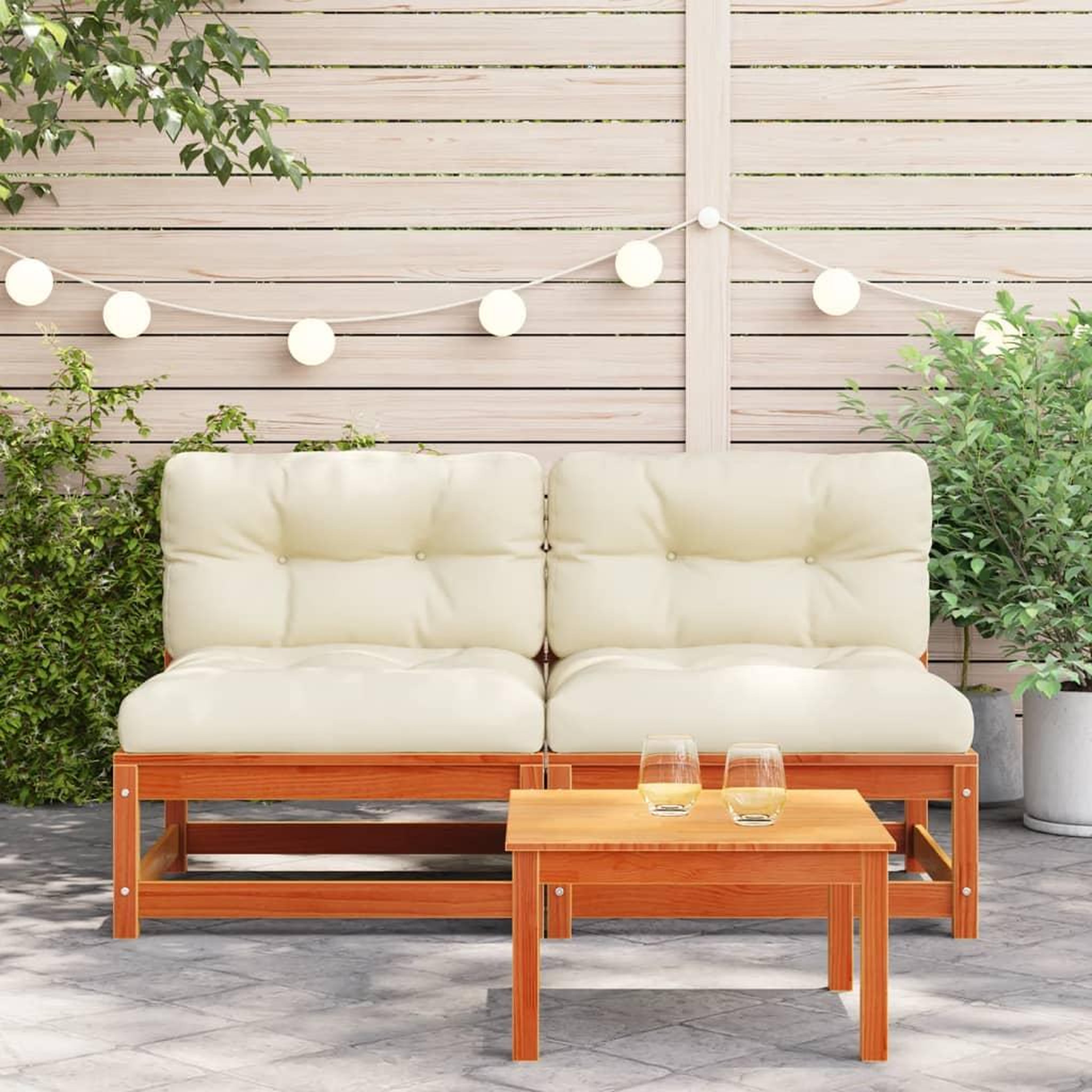 Voir la diapositive 3 : VIDAXL Canapes de jardin sans accoudoirs coussins 2pcs bois massif pin