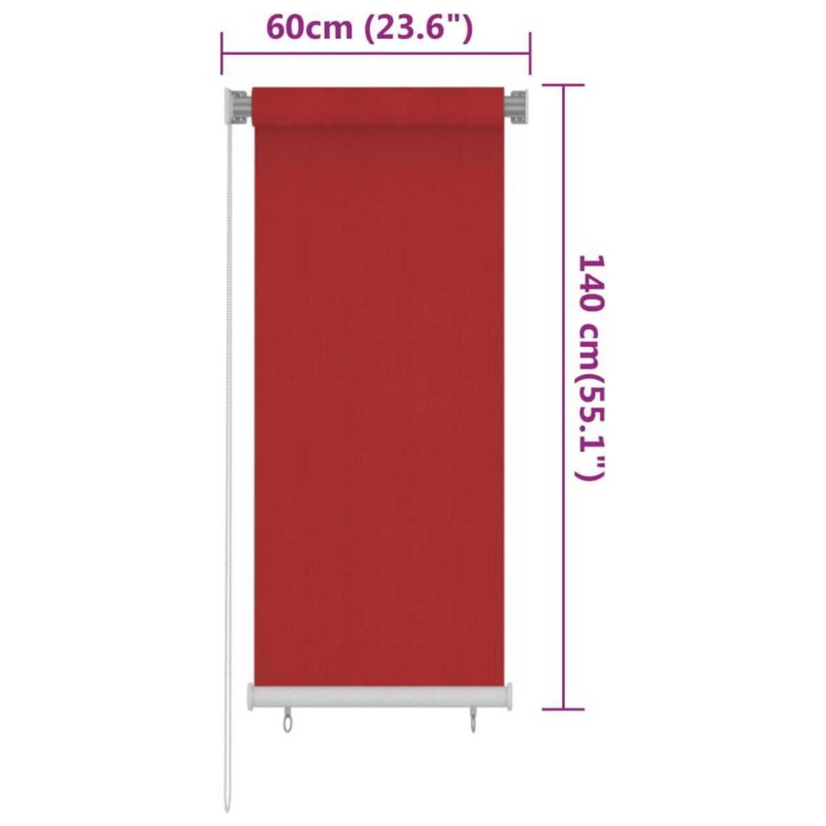 VIDAXL Store roulant d'exterieur 60x140 cm Rouge PEHD