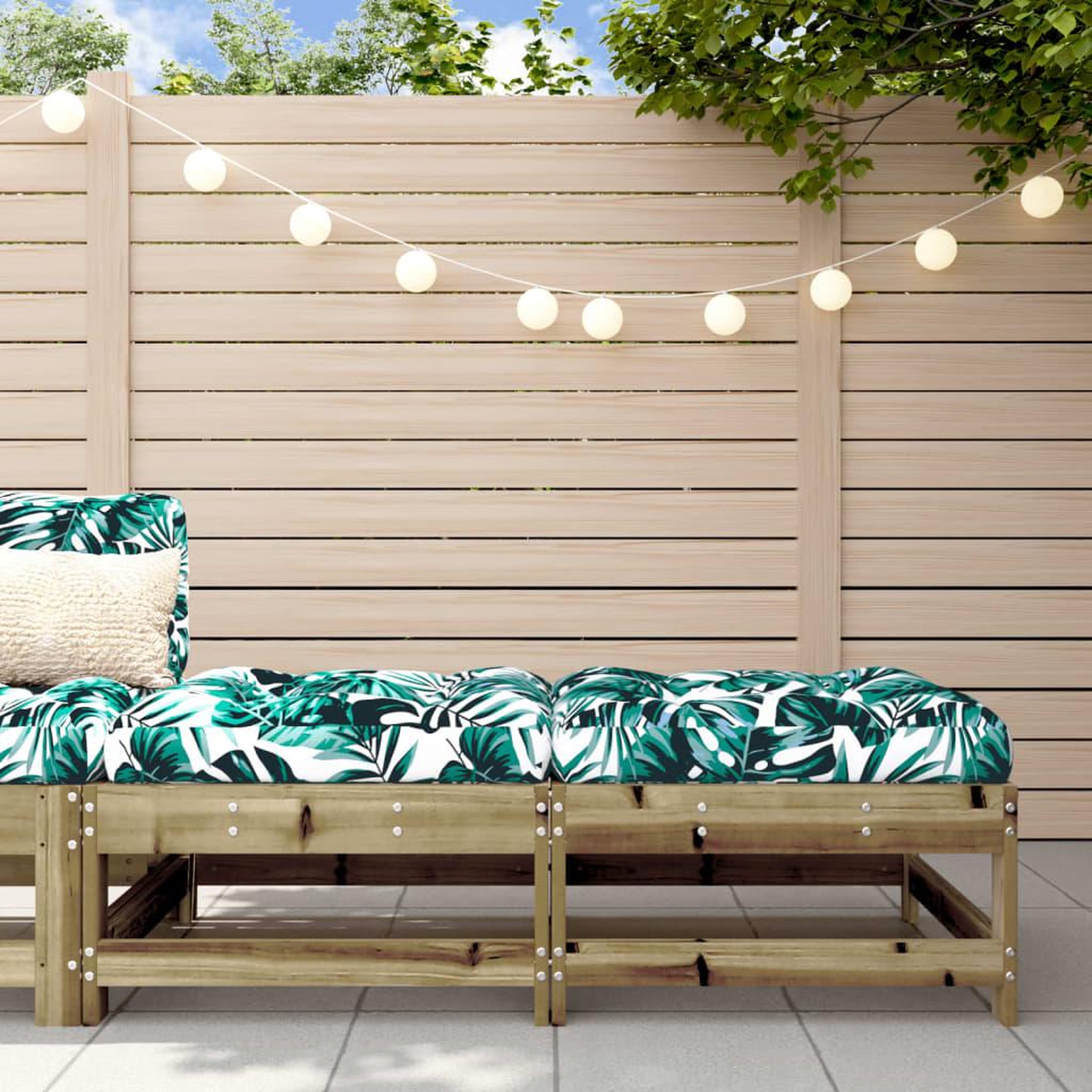 VIDAXL Repose-pieds de jardin et coussins lot de 2 bois pin impregne