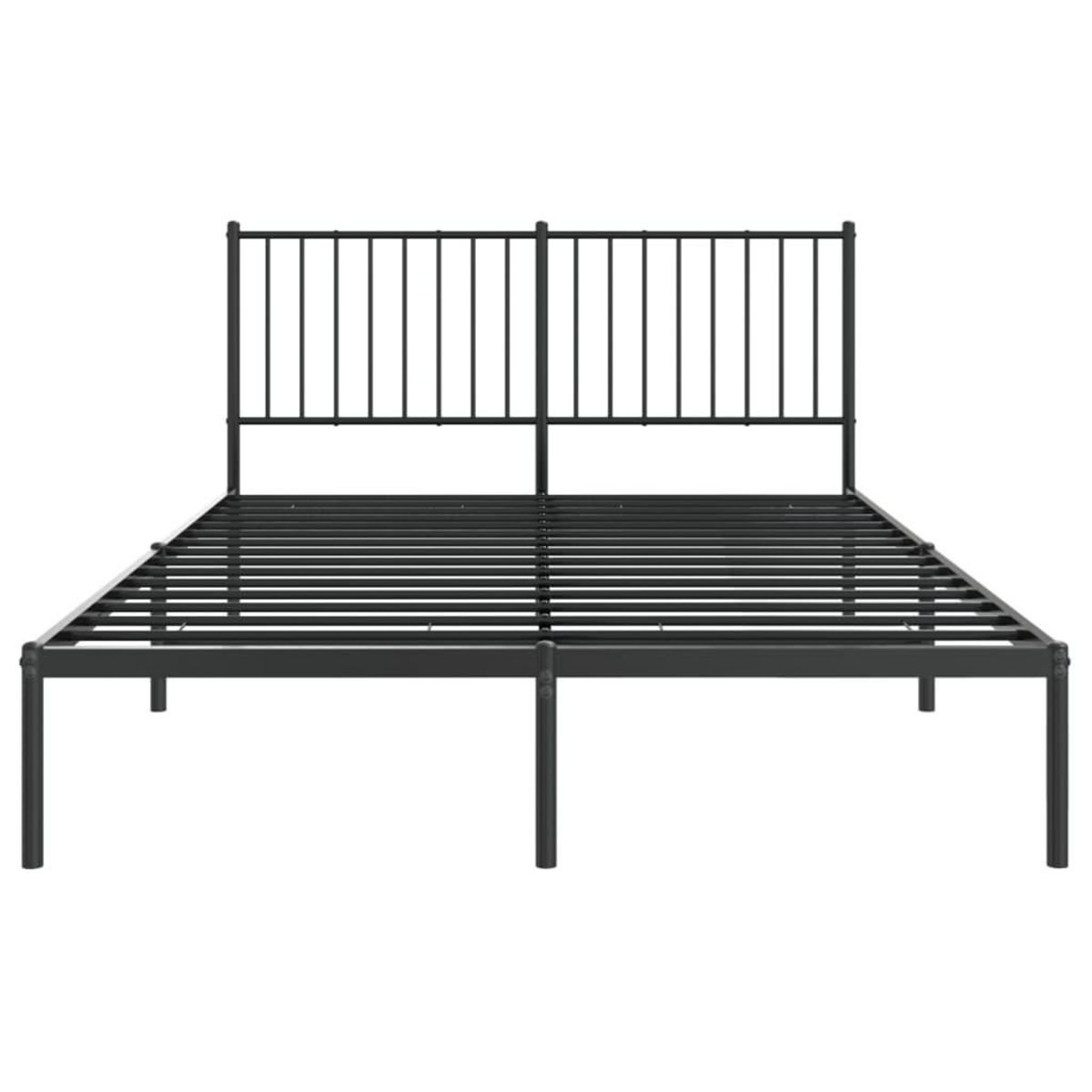VIDAXL Cadre de lit metal sans matelas avec tete de lit noir 140x200cm