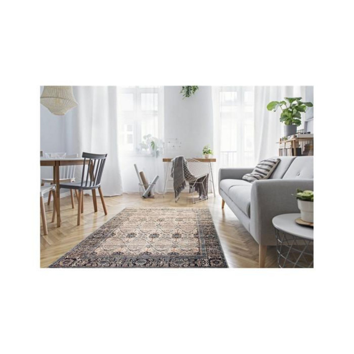 Paris Prix Tapis Vintage Motif Oriental  Galaxy IV  Beige & Bleu