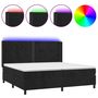 Voir la diapositive 1 : VIDAXL Sommier a lattes de lit matelas et LED Noir 200x200 cm Velours