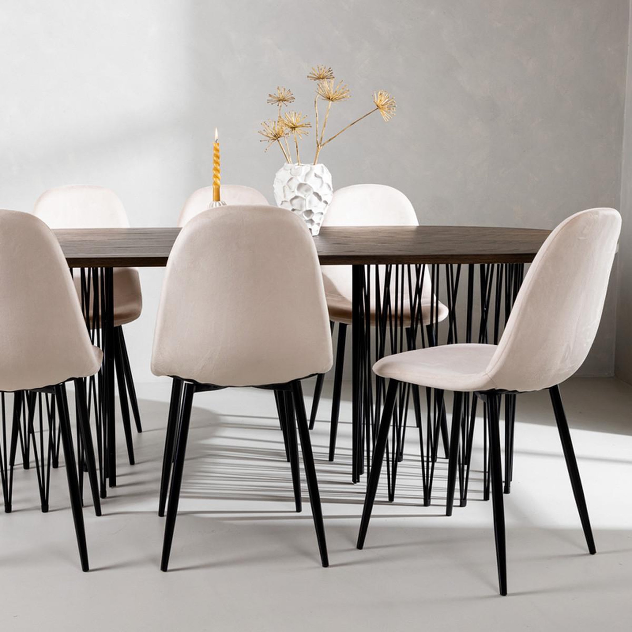 Voir la diapositive 4 : Paris Prix Ensemble table à manger & 6 chaises  stone & polar  220cm beige & moka
