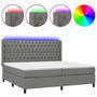 Voir la diapositive 2 : VIDAXL Sommier a lattes de lit matelas LED Gris fonce 200x200 cm Tissu