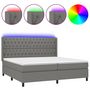 Voir la diapositive 2 : VIDAXL Sommier a lattes de lit matelas LED Gris fonce 200x200 cm Tissu