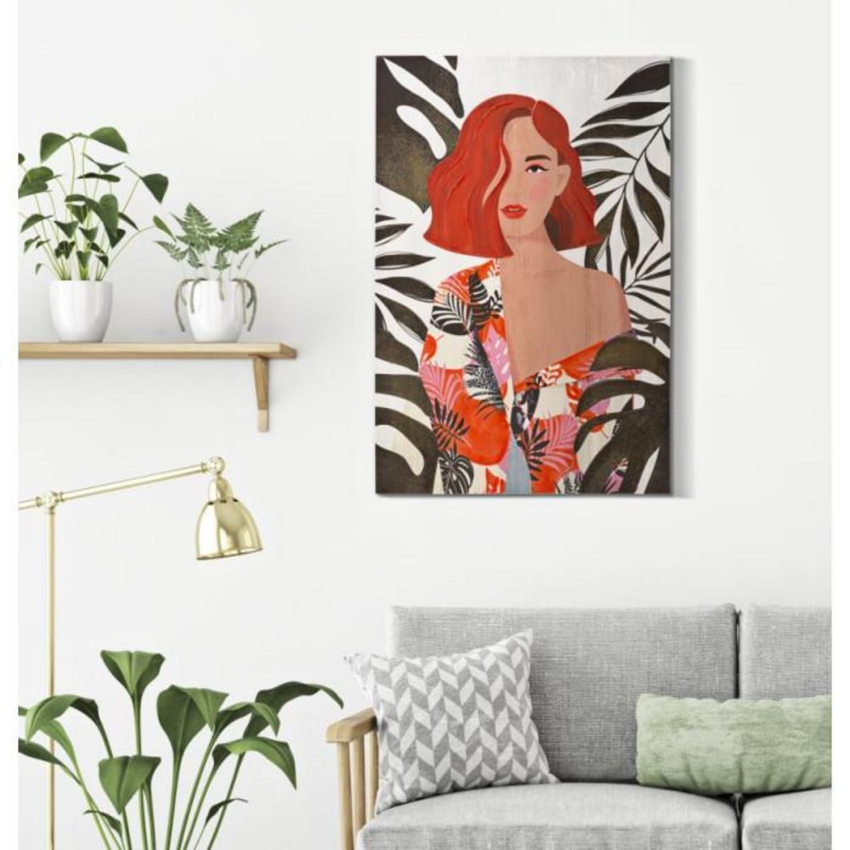 Paris Prix Toile Imprimée Déco  Lady Jungle Face  80x120cm Multicolore