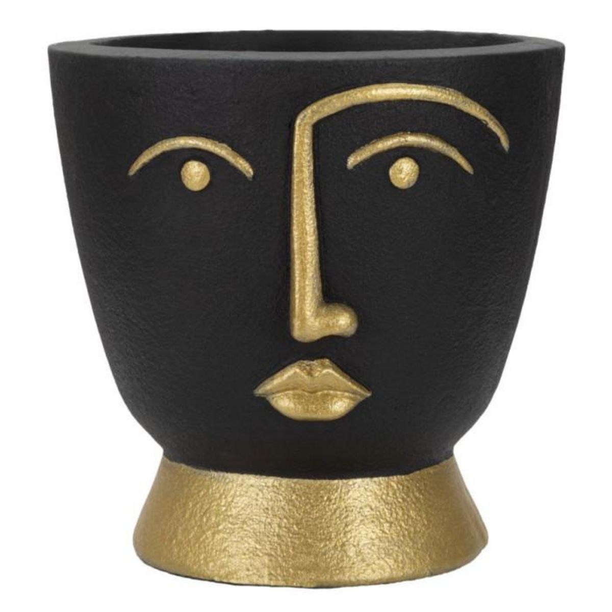 Paris Prix Vase Design Visage  Tribal  25cm Noir & Or