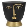 Voir la diapositive 1 : Paris Prix Vase Design Visage  Tribal  25cm Noir & Or