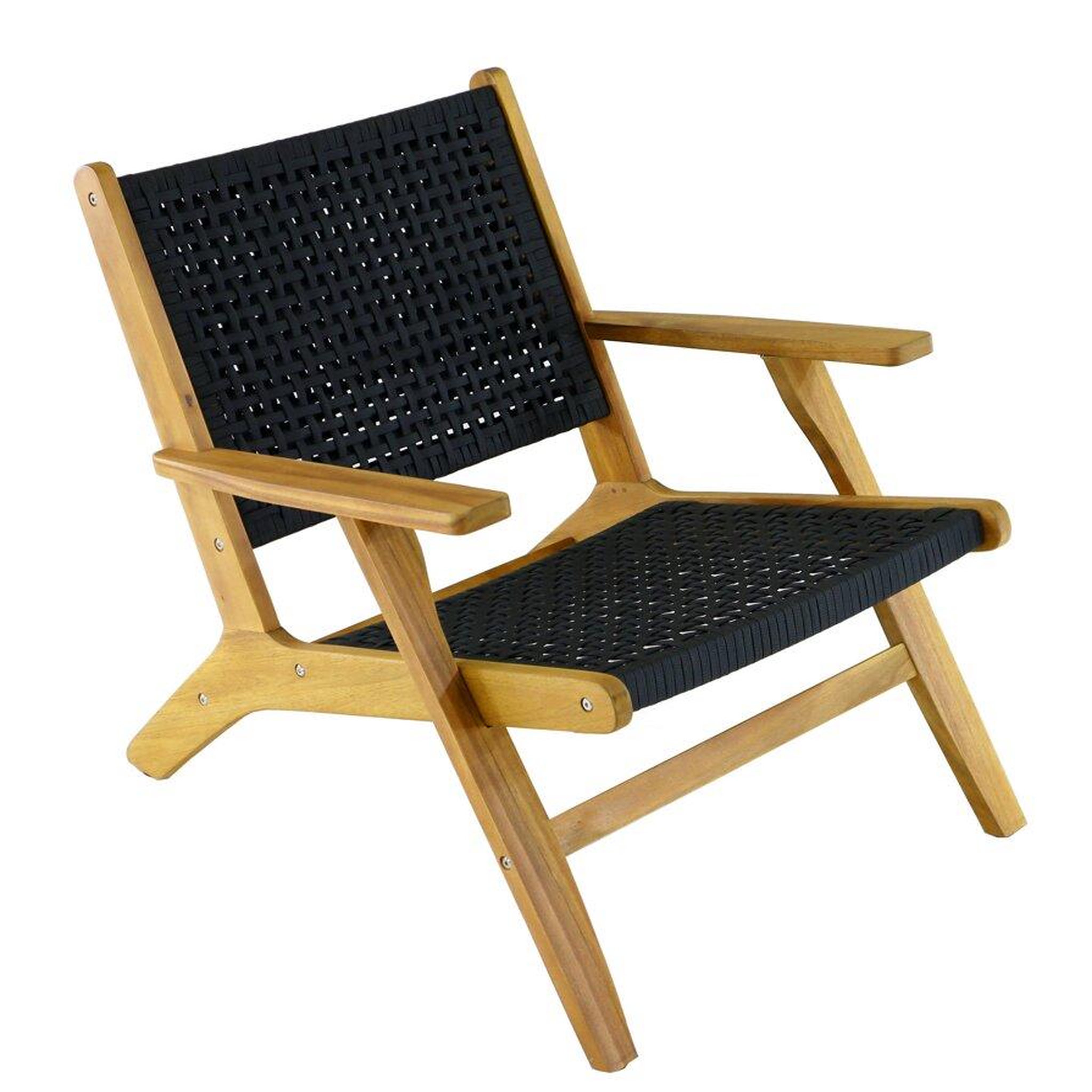 Proloisirs Fauteuil relax Dahlia pliant en bois d'acacia FSC - rope noir