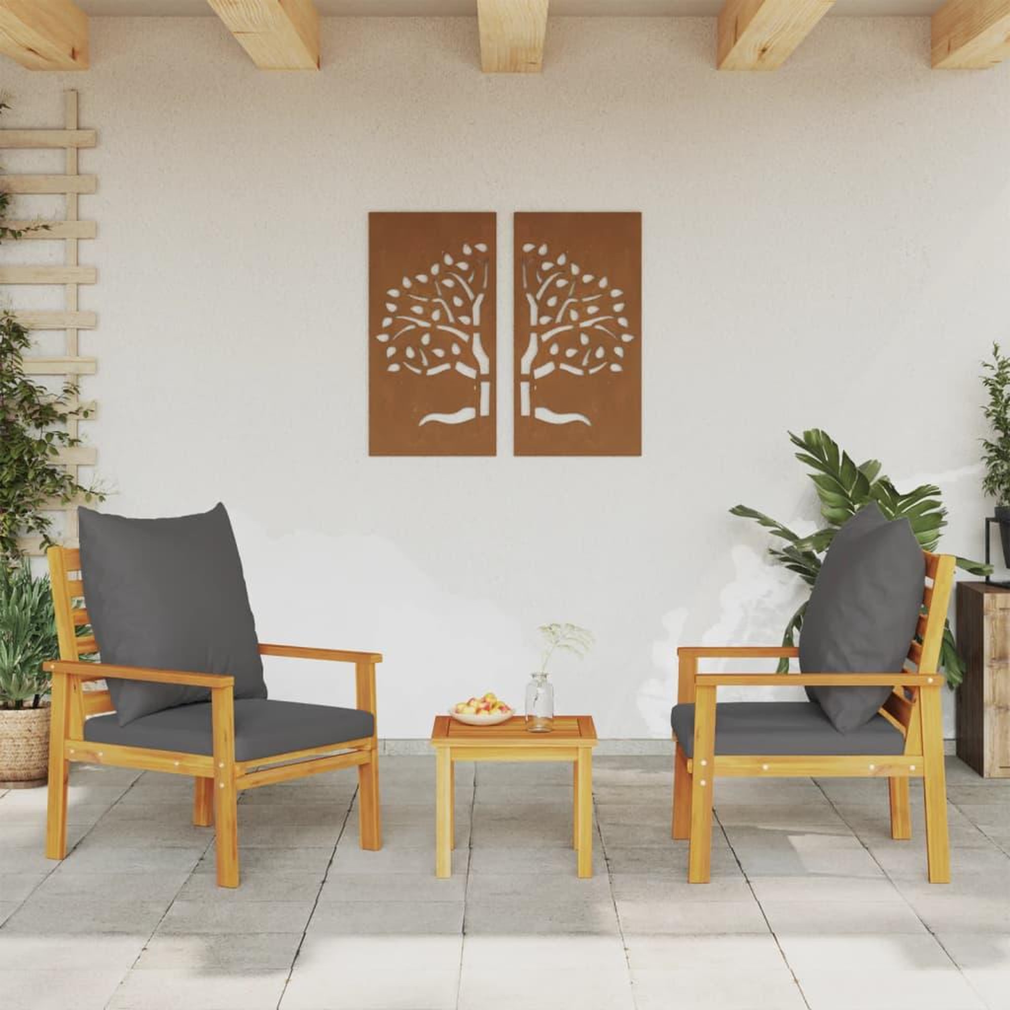 Voir la diapositive 3 : VIDAXL Fauteuil de jardin lot de 2 avec coussin bois massif d'acacia