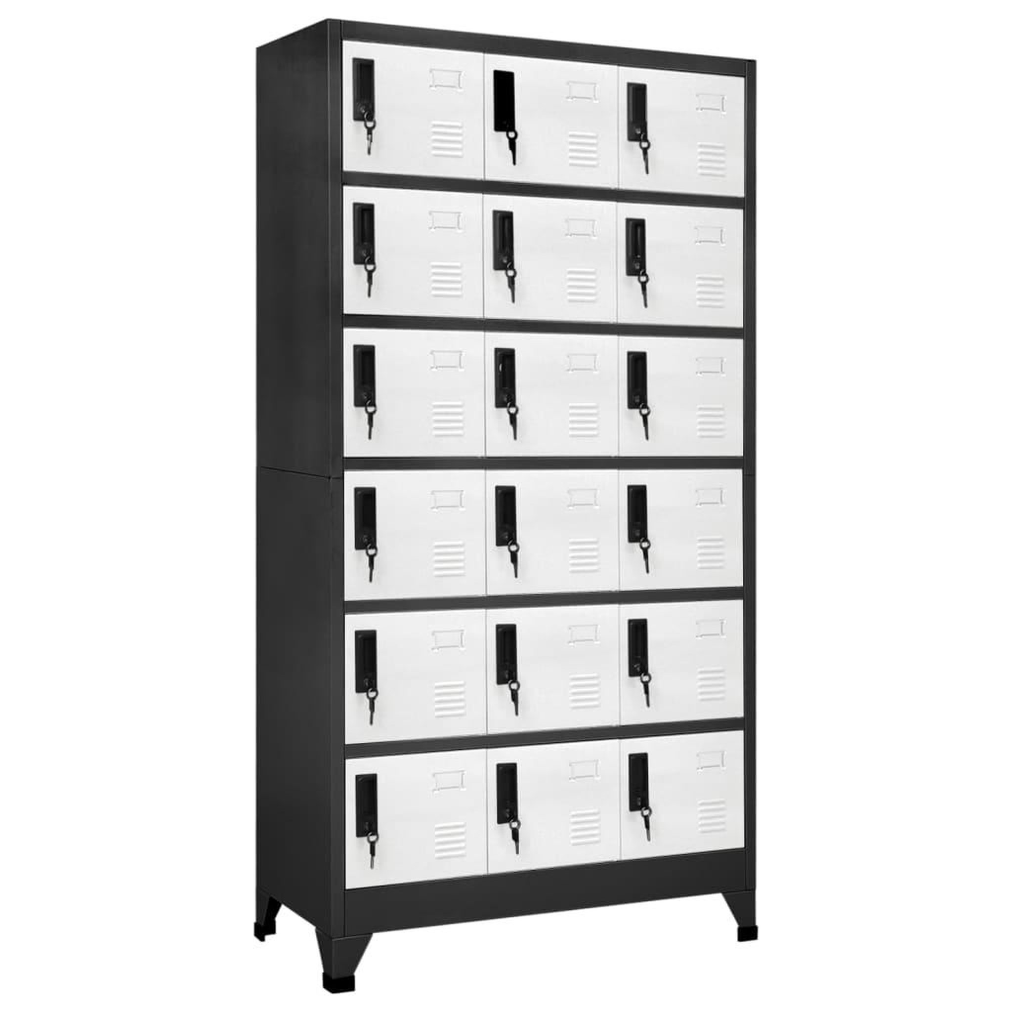 Voir la diapositive 1 : VIDAXL Armoire a casiers Anthracite et blanc 90x40x180 cm Acier