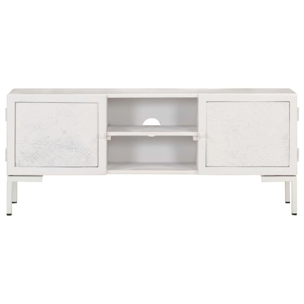 VIDAXL Meuble TV Blanc 115x30x46 cm Bois massif de manguier
