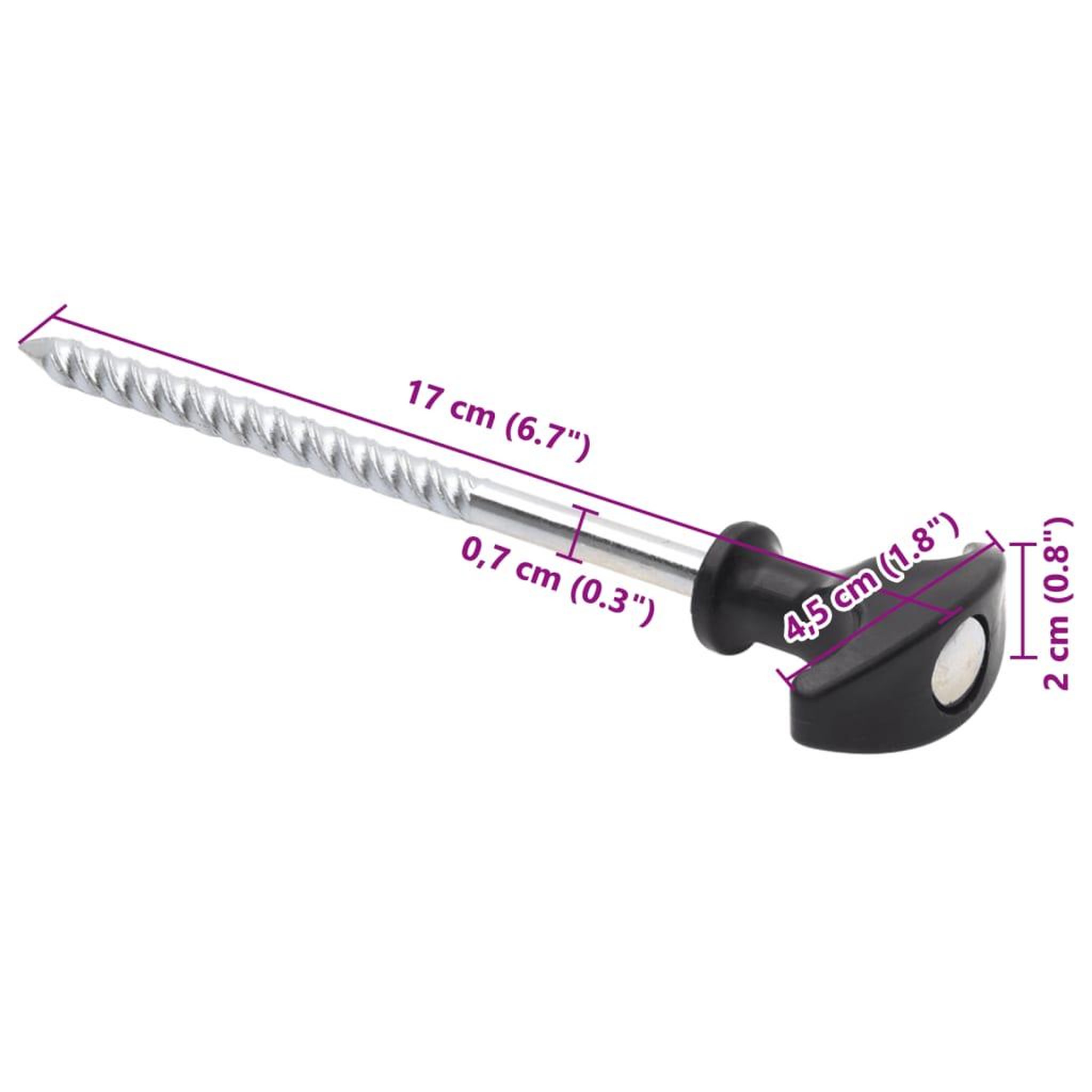 Voir la diapositive 6 : VIDAXL Piquets de tente 12 pcs 17 cm Ø7 mm acier galvanise