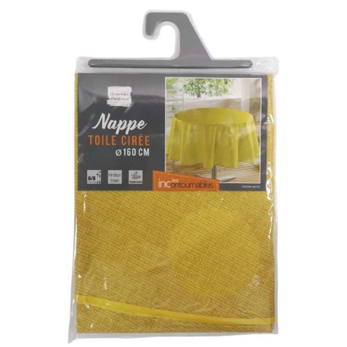 Paris Prix Nappe Ronde Toile Cirée  Declino  160cm Jaune