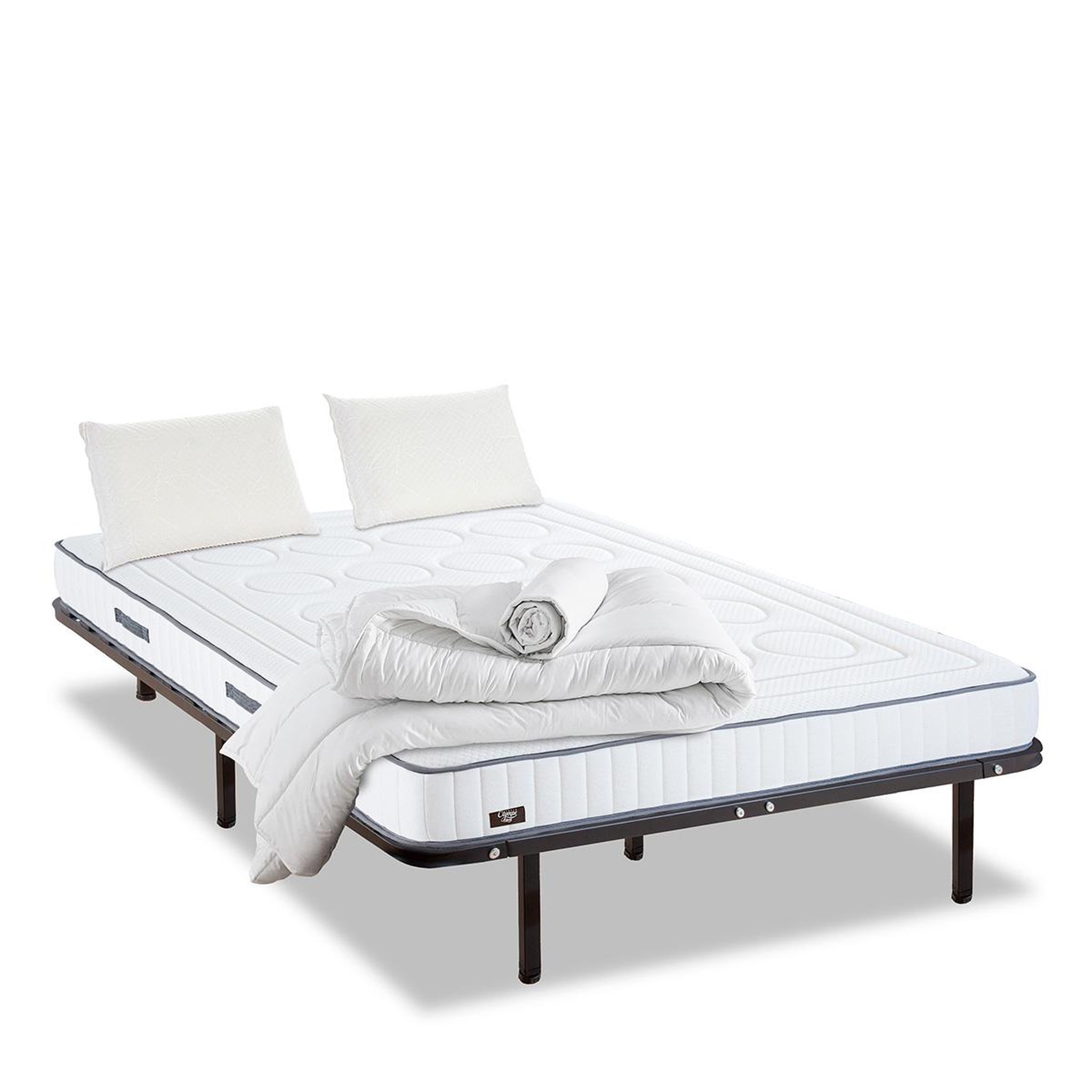 Voir la diapositive 3 : OLYMPE LITERIE Olympe literie | pack prêt à dormir cristal | matelas mémoire de forme + sommier métal + accessoires