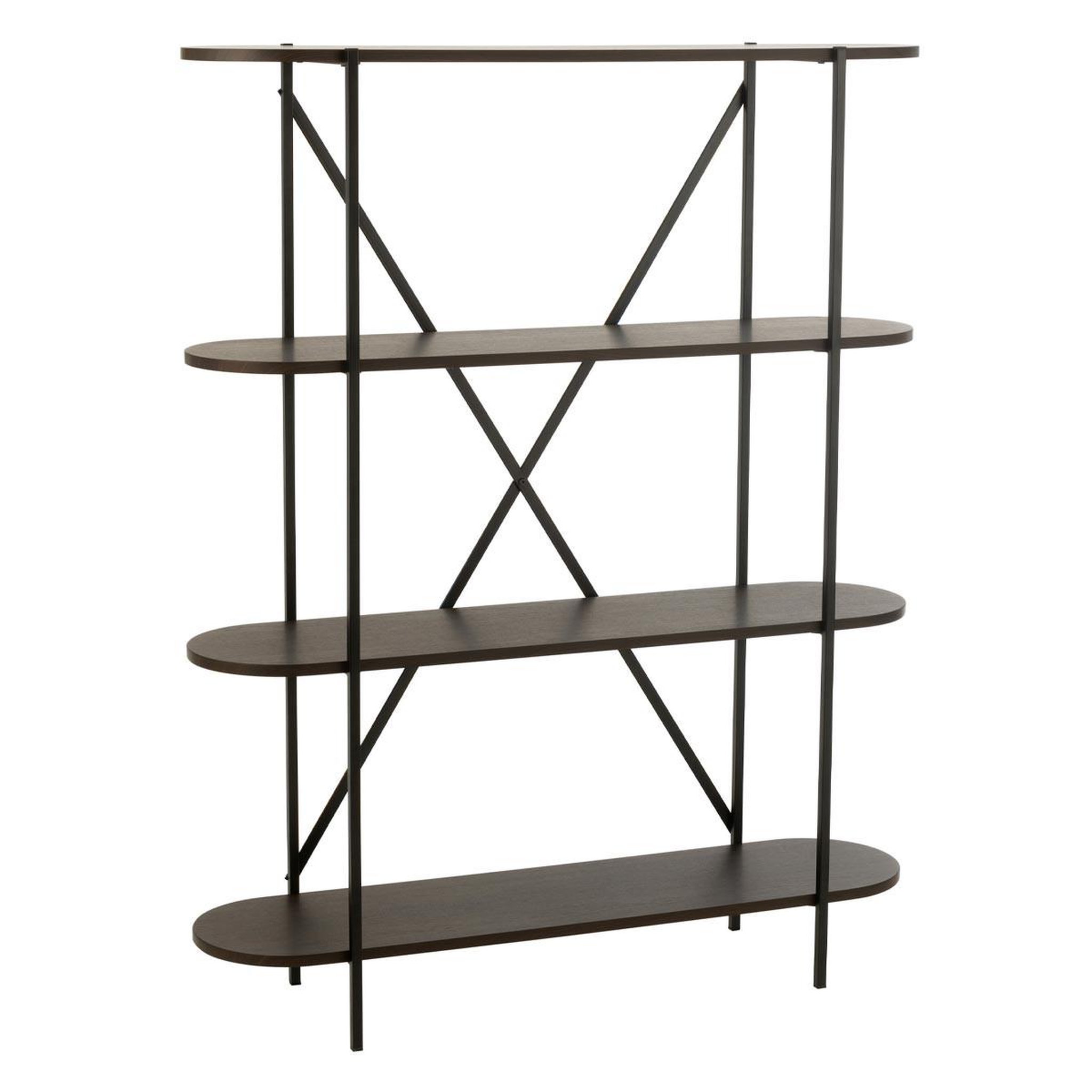 J-LINE Étagère ovale design  rodolfo  150cm marron foncé
