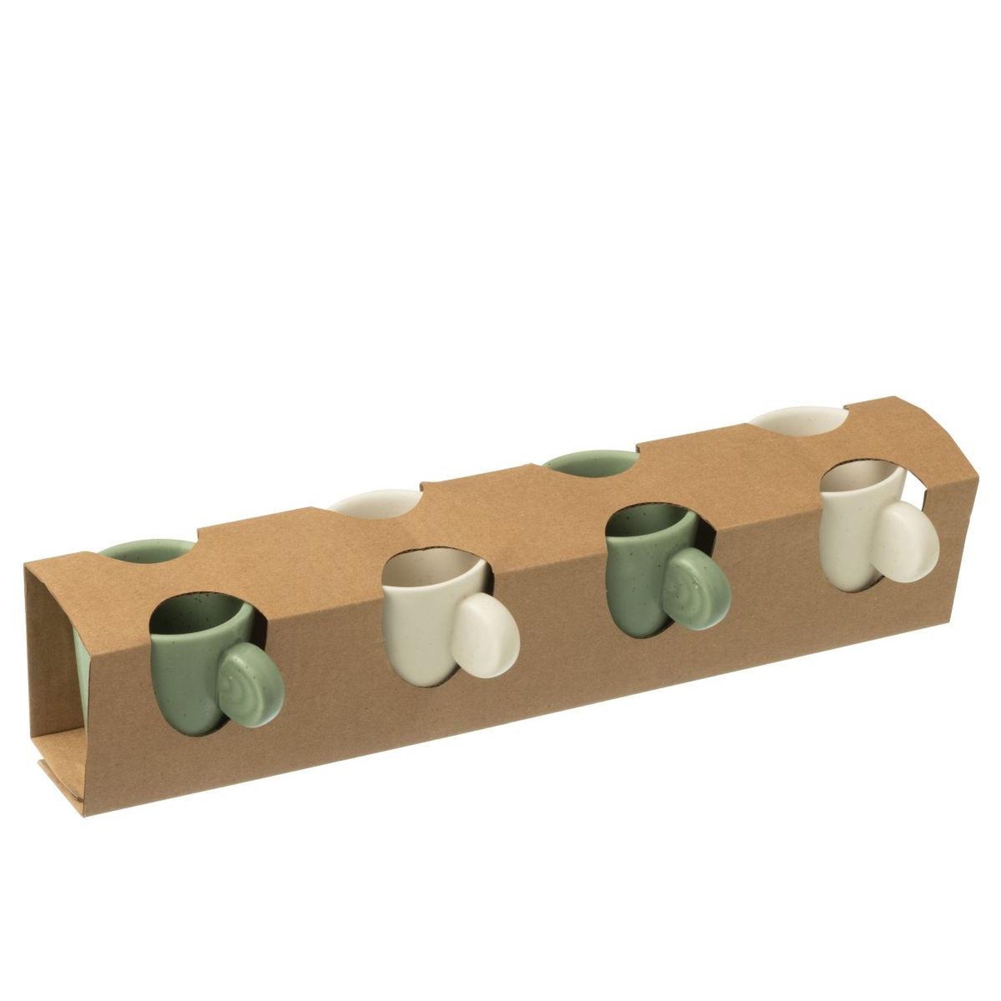 Voir la diapositive 5 : J-LINE Lot de 4 tasses à café  avery  7,5cl vert & blanc