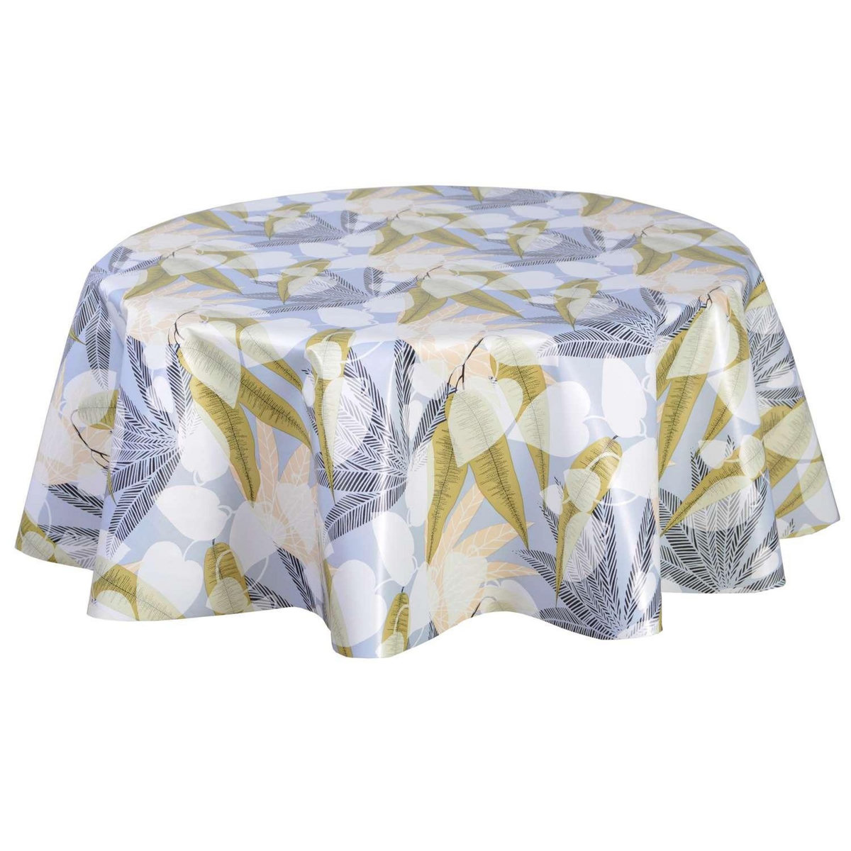 HABITABLE Nappe en toile cirée ronde Sais - Diam. 135 cm - Gris