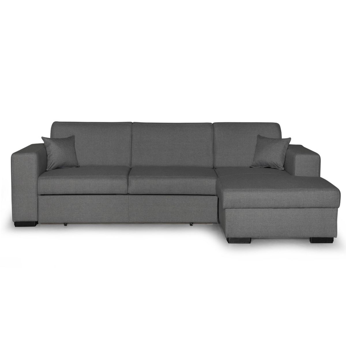 Canapé d'angle droit convertible 4 places avec coffre  de rangement revêtement tissu CARIBEA 