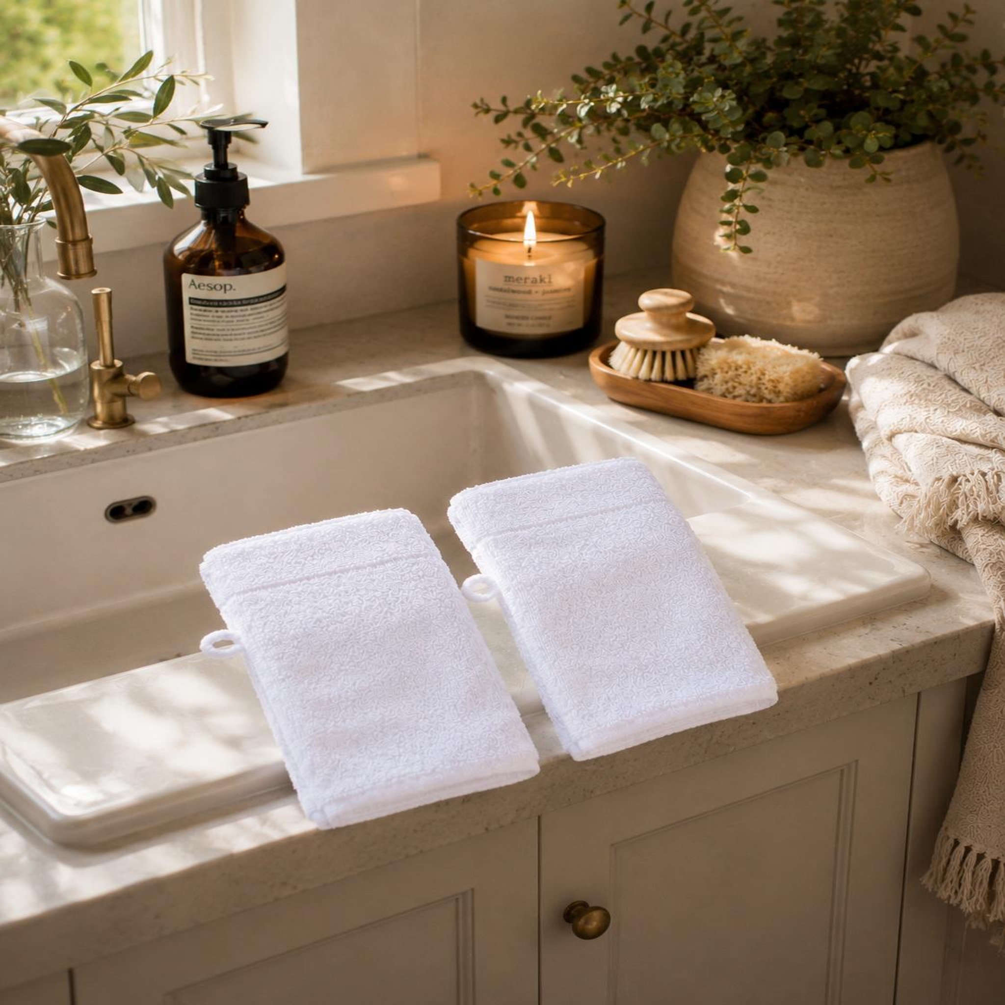Voir la diapositive 5 : Eden Lot de 2 gants de toilette lilas