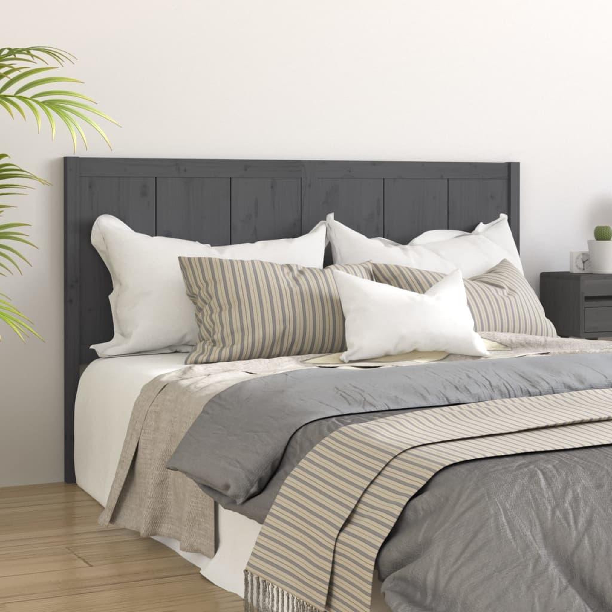 Voir la diapositive 1 : VIDAXL Tete de lit Gris 125,5x4x100 cm Bois massif de pin