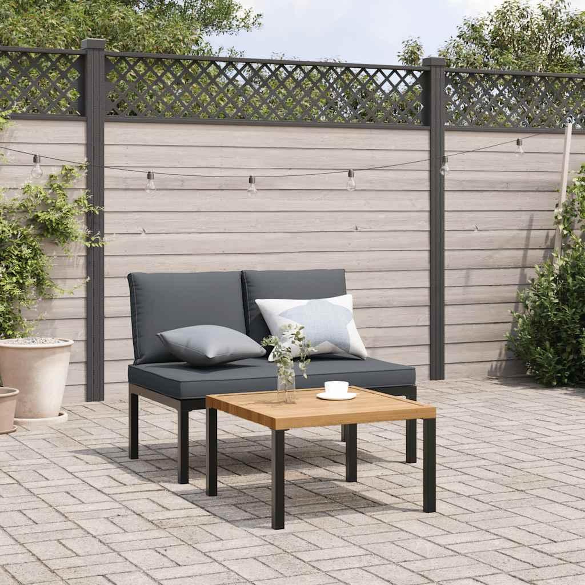 VIDAXL Salon de jardin 2 pcs avec coussins noir aluminium