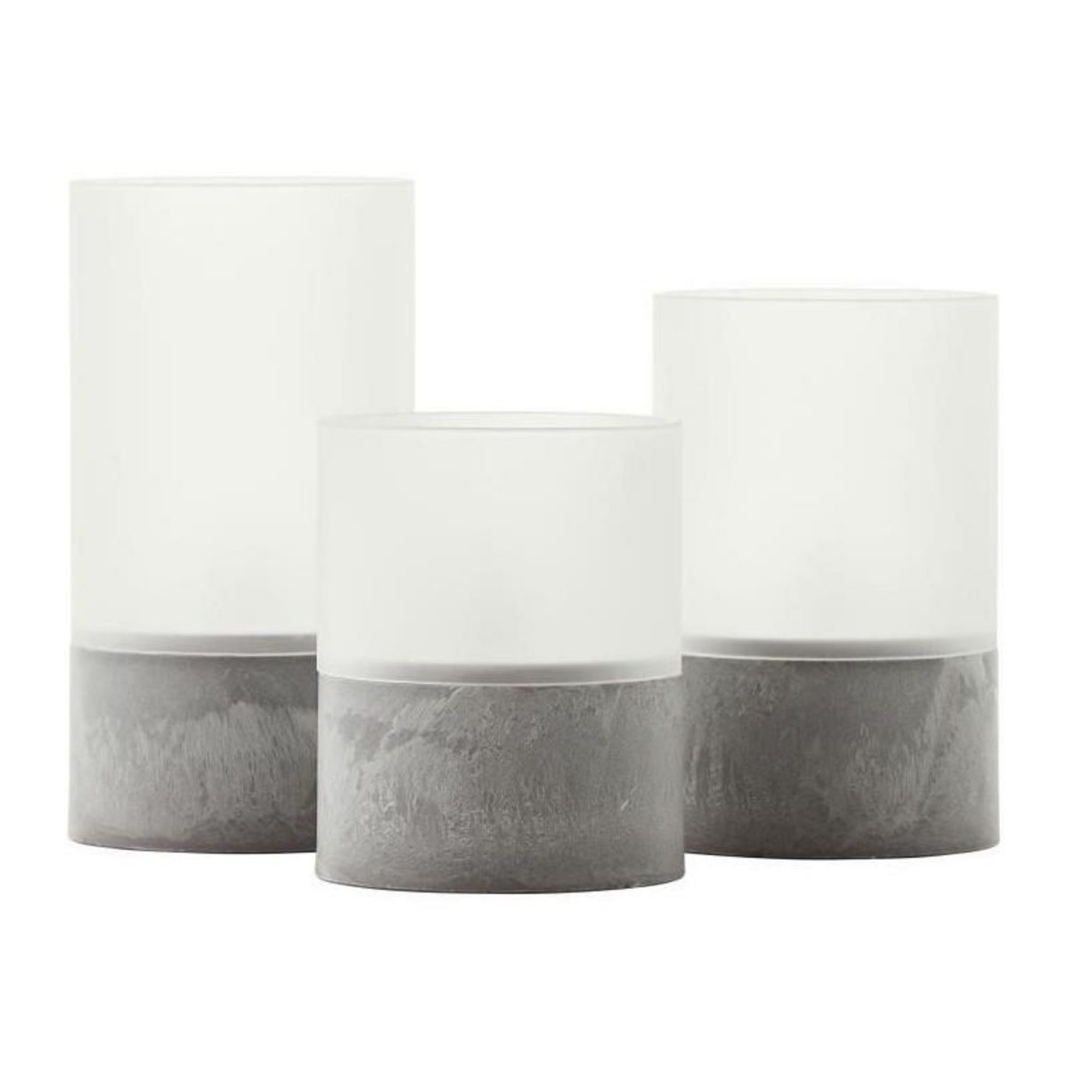 BRILLIANT Lot 3 Lampes a poser LED BOUGIE BRILLIANT - 2500K - Plastique et verre - Gris et blanc mat