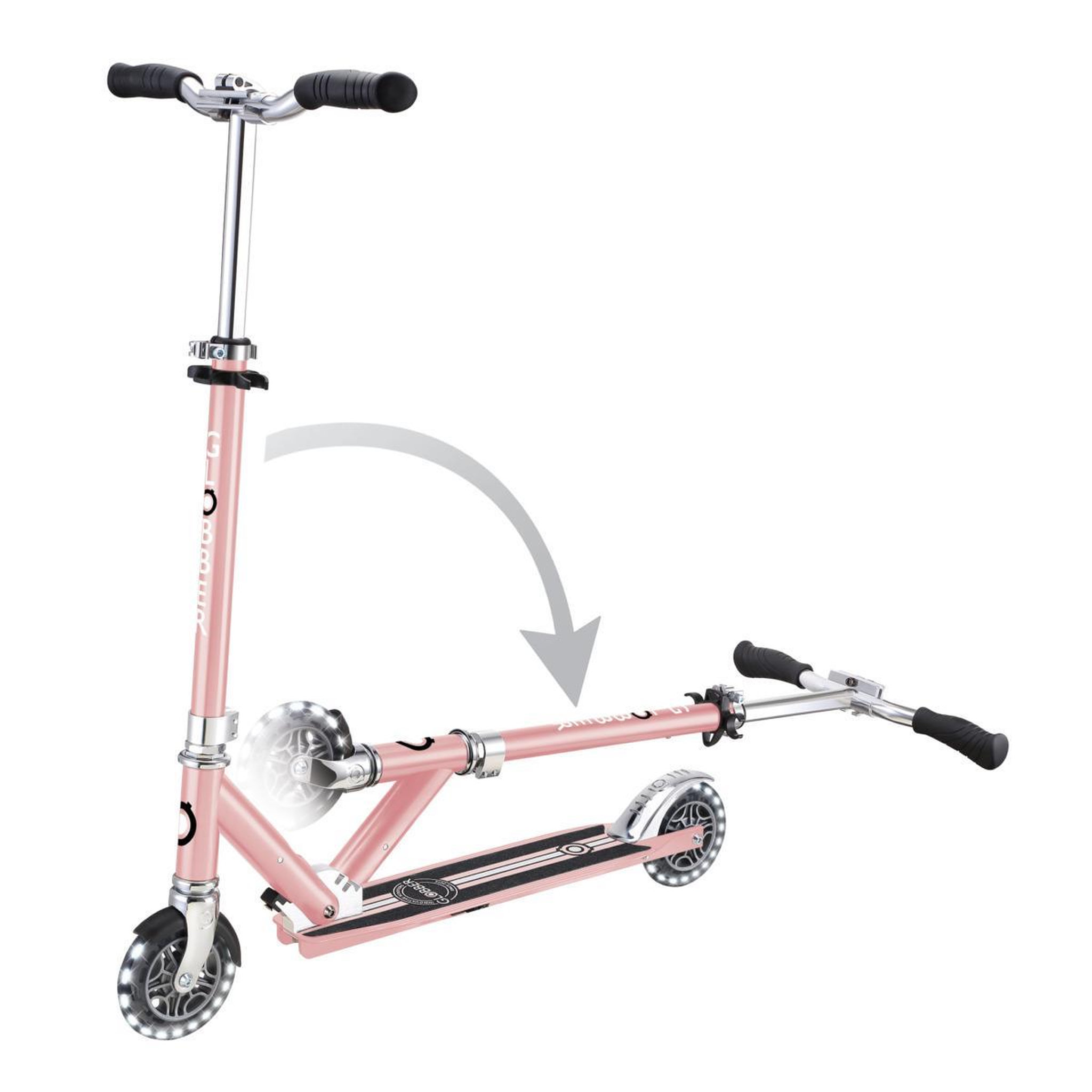 Voir la diapositive 3 : Globber Trottinette Flow Element Lights Chrome Finish rose