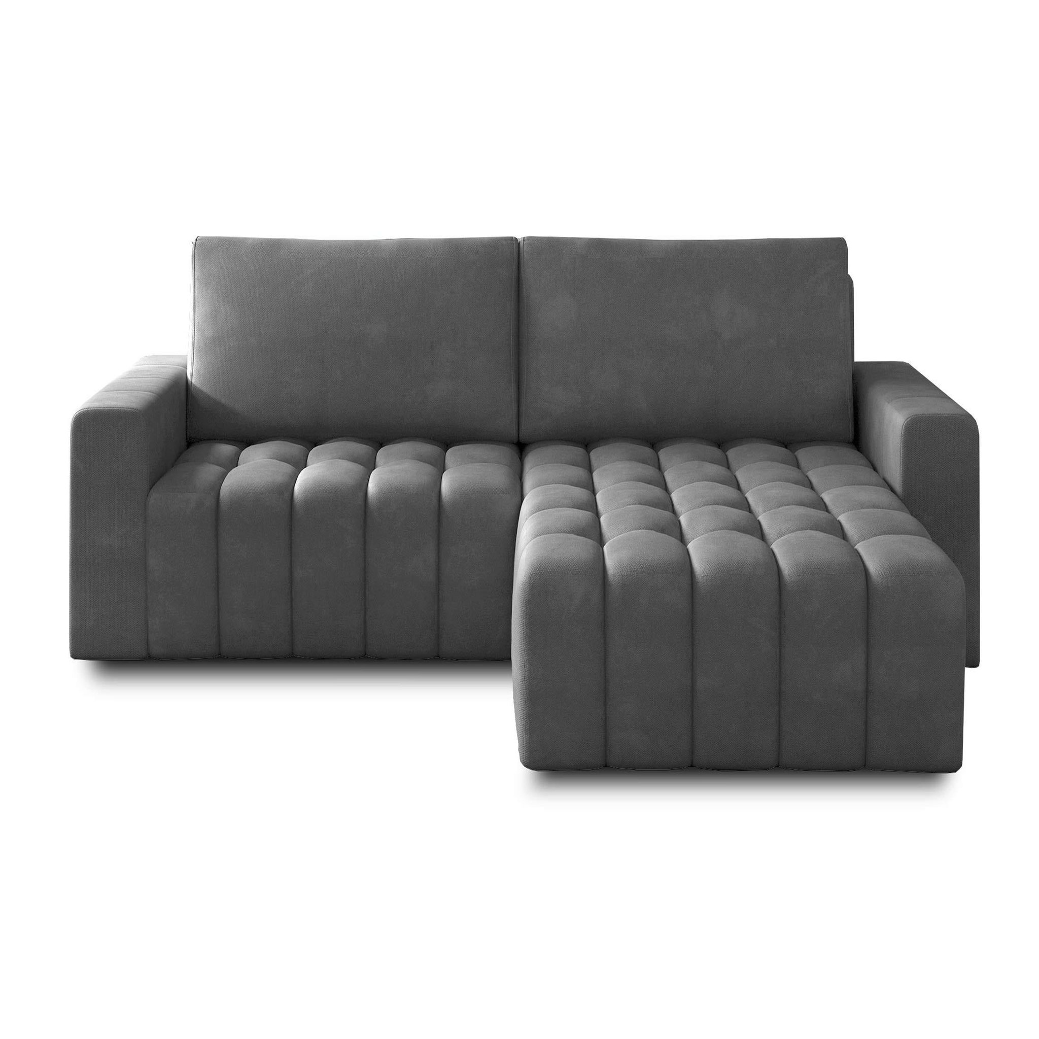 Voir la diapositive 4 : BEST MOBILIER Cordova - canapé d'angle droit 4 places convertible avec coffre en velours
