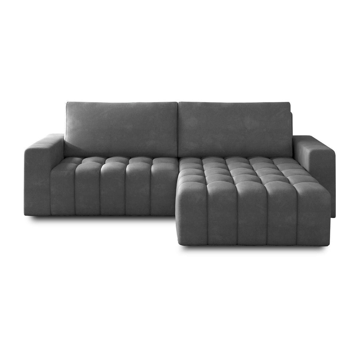 BEST MOBILIER Cordova - canapé d'angle droit 4 places convertible avec coffre en velours