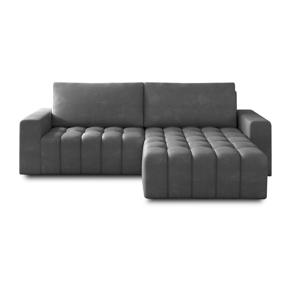 BEST MOBILIER Cordova - canapé d'angle droit 4 places convertible avec coffre en velours