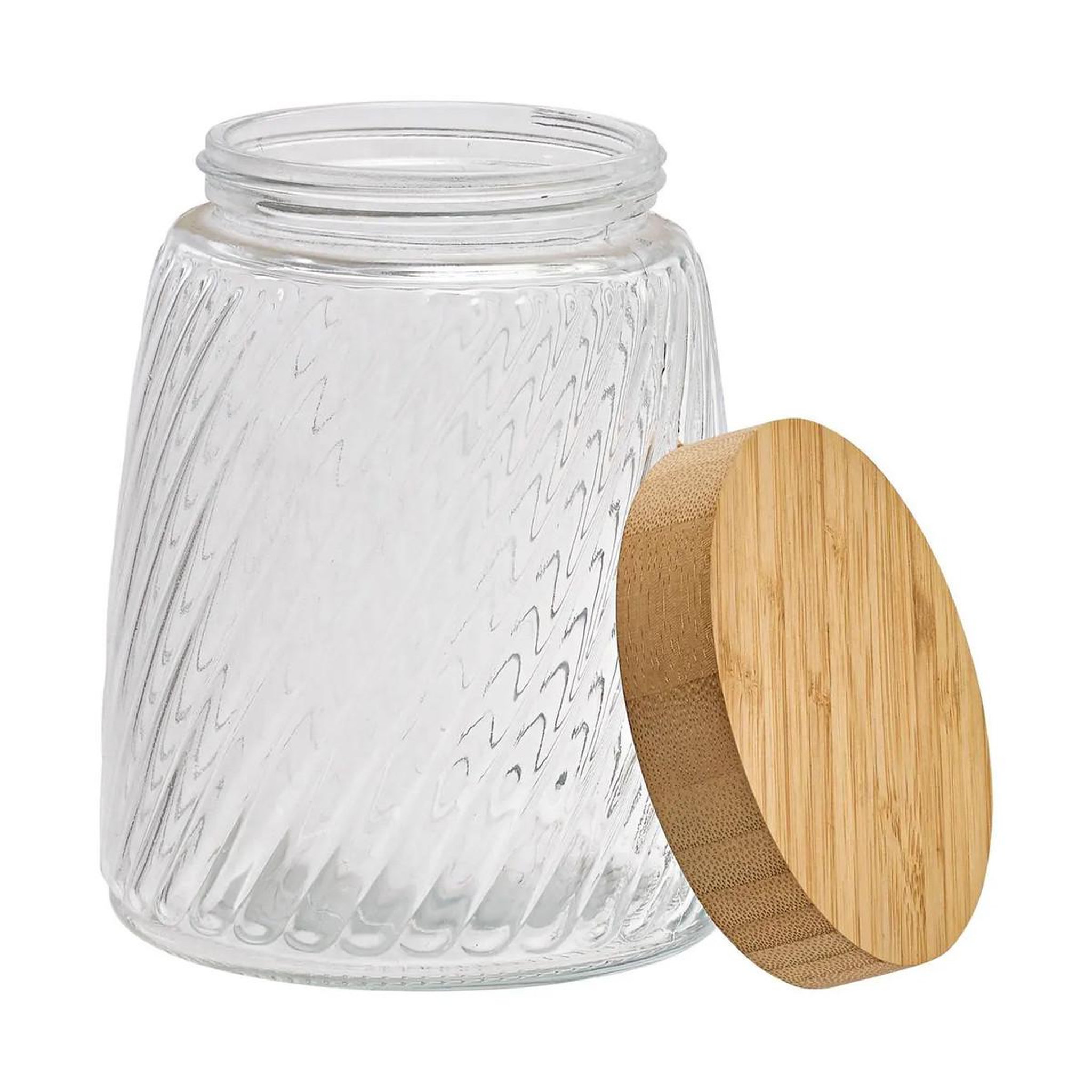 Voir la diapositive 2 : FIVE Bocal en Verre Strié  Striva  1,3L Transparent