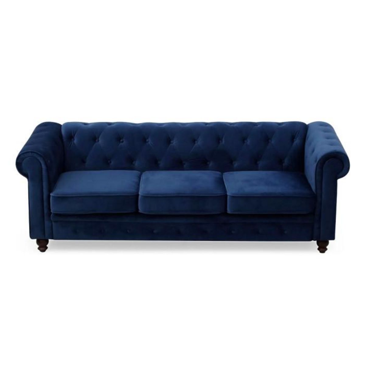 Paris Prix Canapé 3 Places Velours  Chesterfield  209cm Bleu