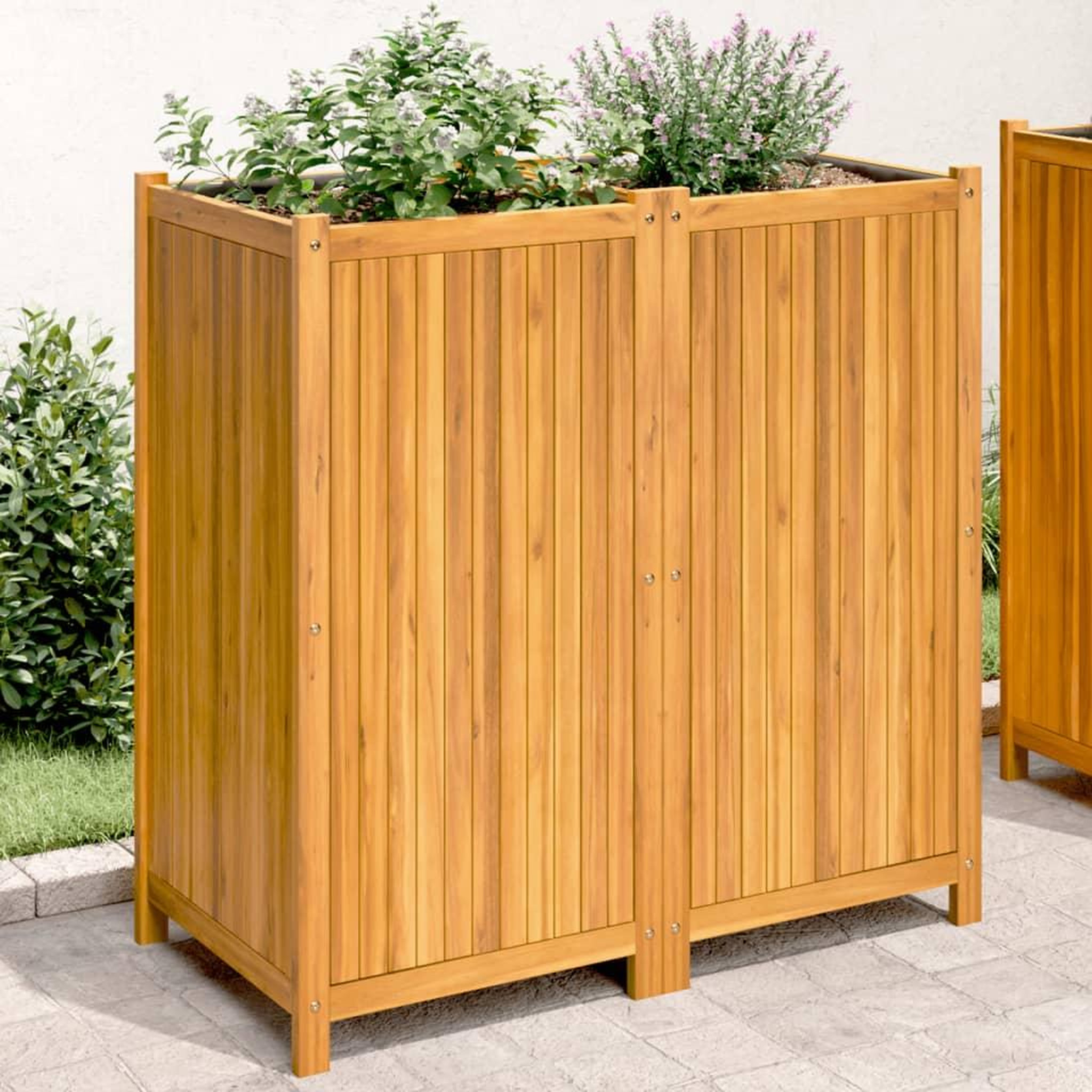 VIDAXL Jardiniere avec doublure 100x50x100 cm bois massif d'acacia