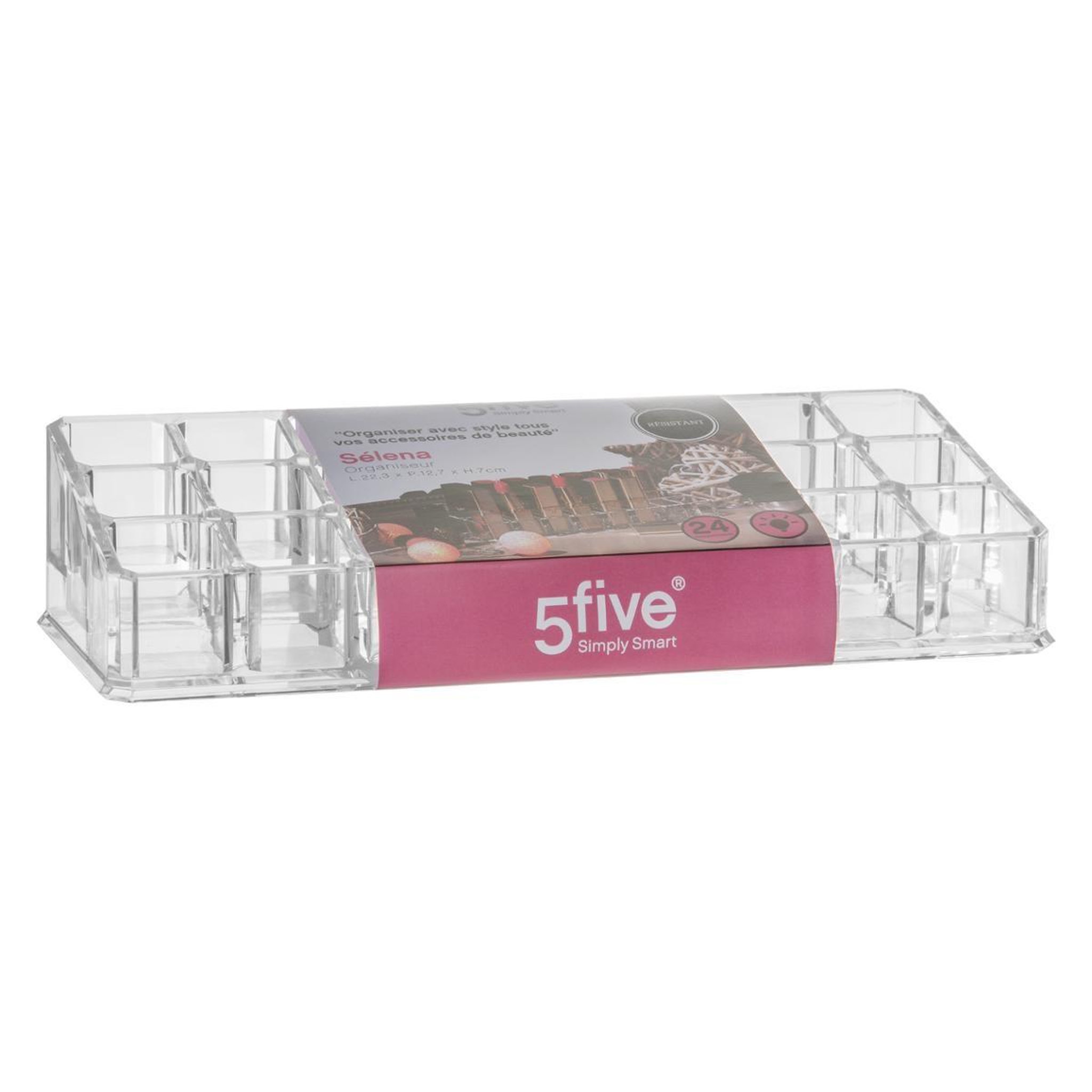 Voir la diapositive 2 : FIVE Organiseur à rouges à lèvres  selena  22cm transparent