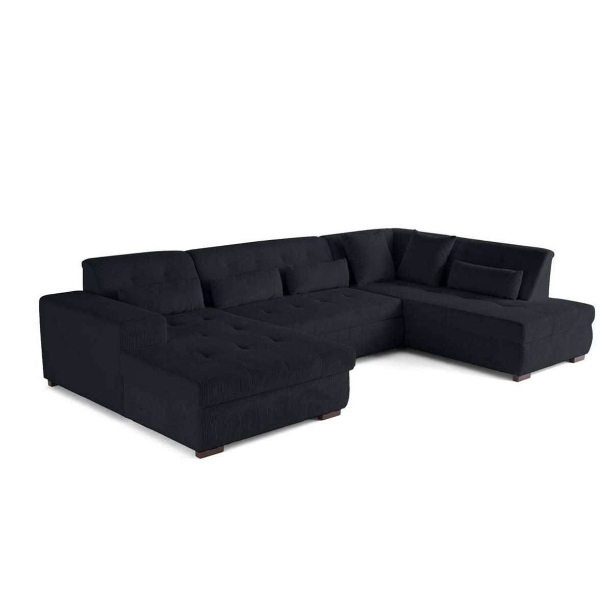 LISA DESIGN Vermont - canapé panoramique d'angle droit - 7 places - convertible avec coffre - en velours côtelé