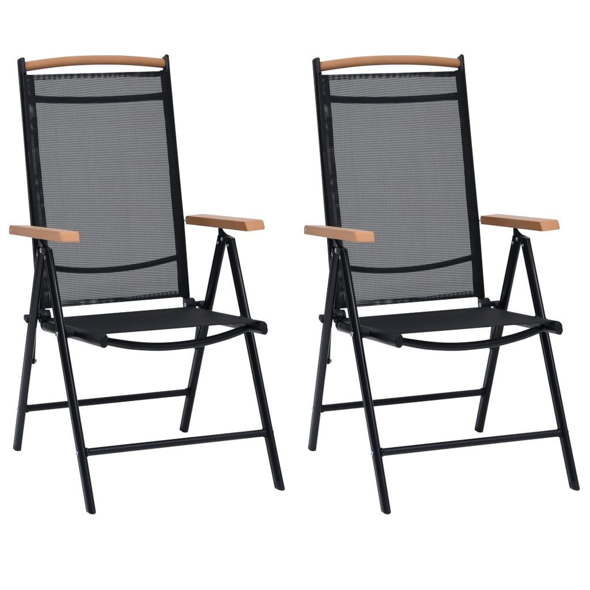 Voir la diapositive 1 : VIDAXL Chaises de jardin pliables lot de 2 aluminium et textilene noir