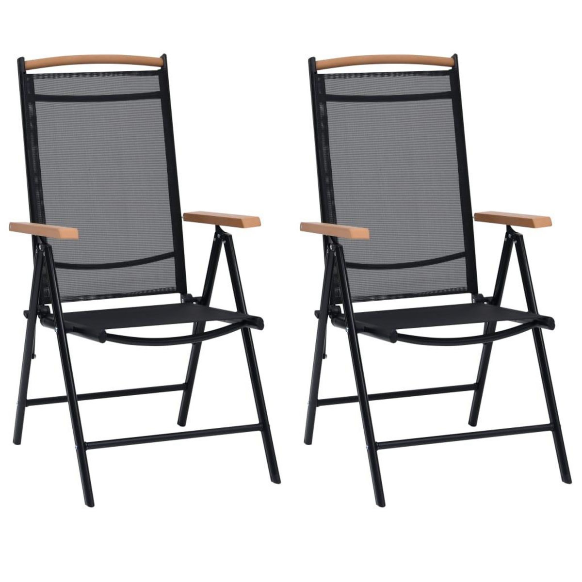 VIDAXL Chaises de jardin pliables lot de 2 aluminium et textilene noir