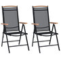 Voir la diapositive 1 : VIDAXL Chaises de jardin pliables lot de 2 aluminium et textilene noir