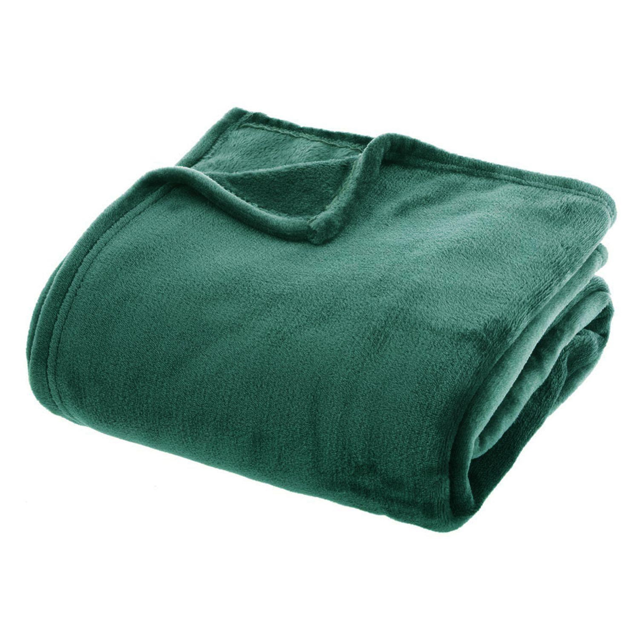 ATMOSPHERA Grand plaid en flanelle uni - 230x180 - vert émeraude