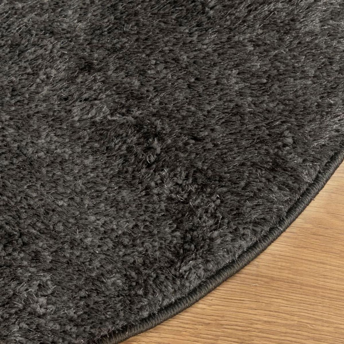 VIDAXL Tapis ISTAN a poils longs aspect brillant anthracite Ø 160 cm