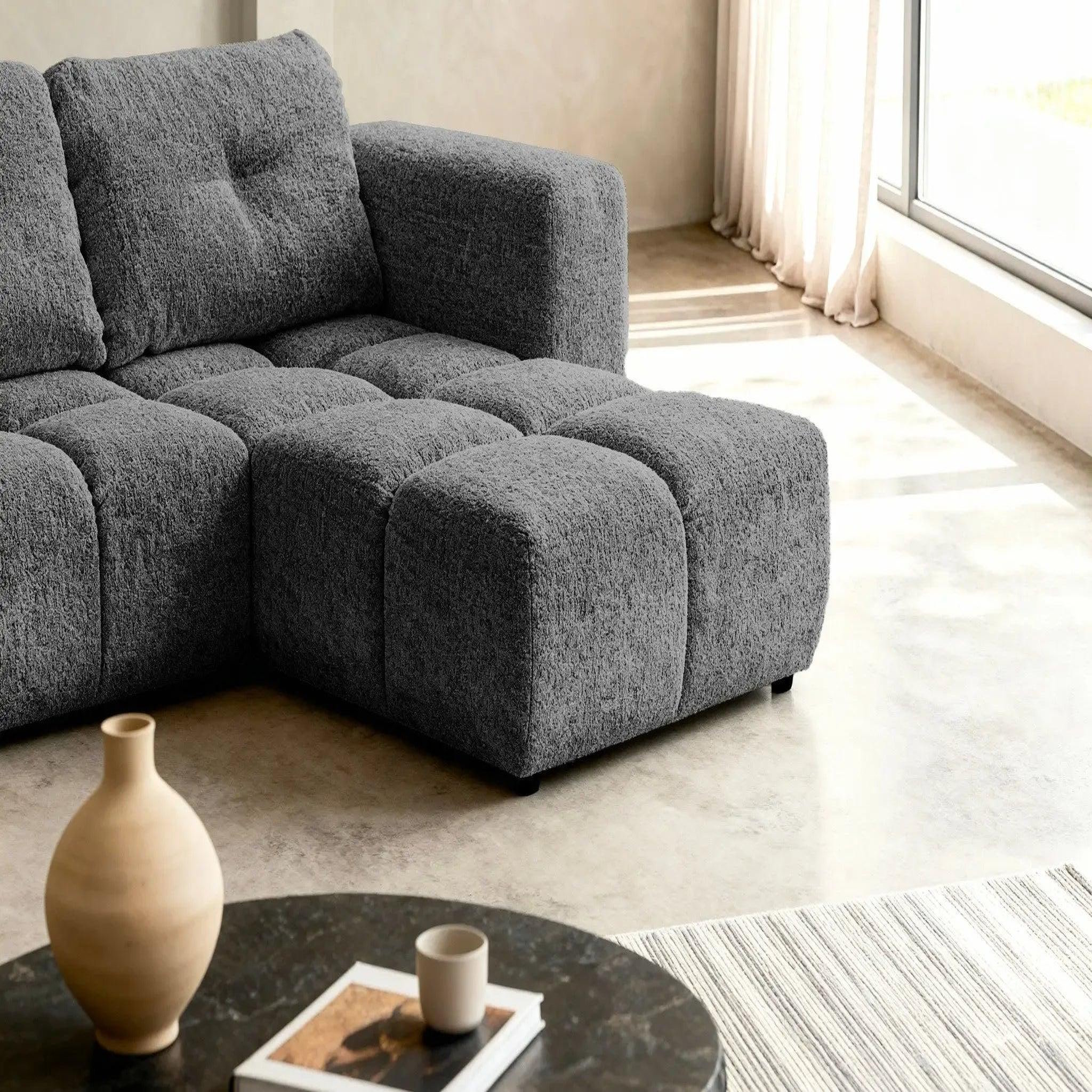 Voir la diapositive 4 : CASANOVA PARIS Romy 3 places - canapé d'angle convertible tissu chenille 3 places