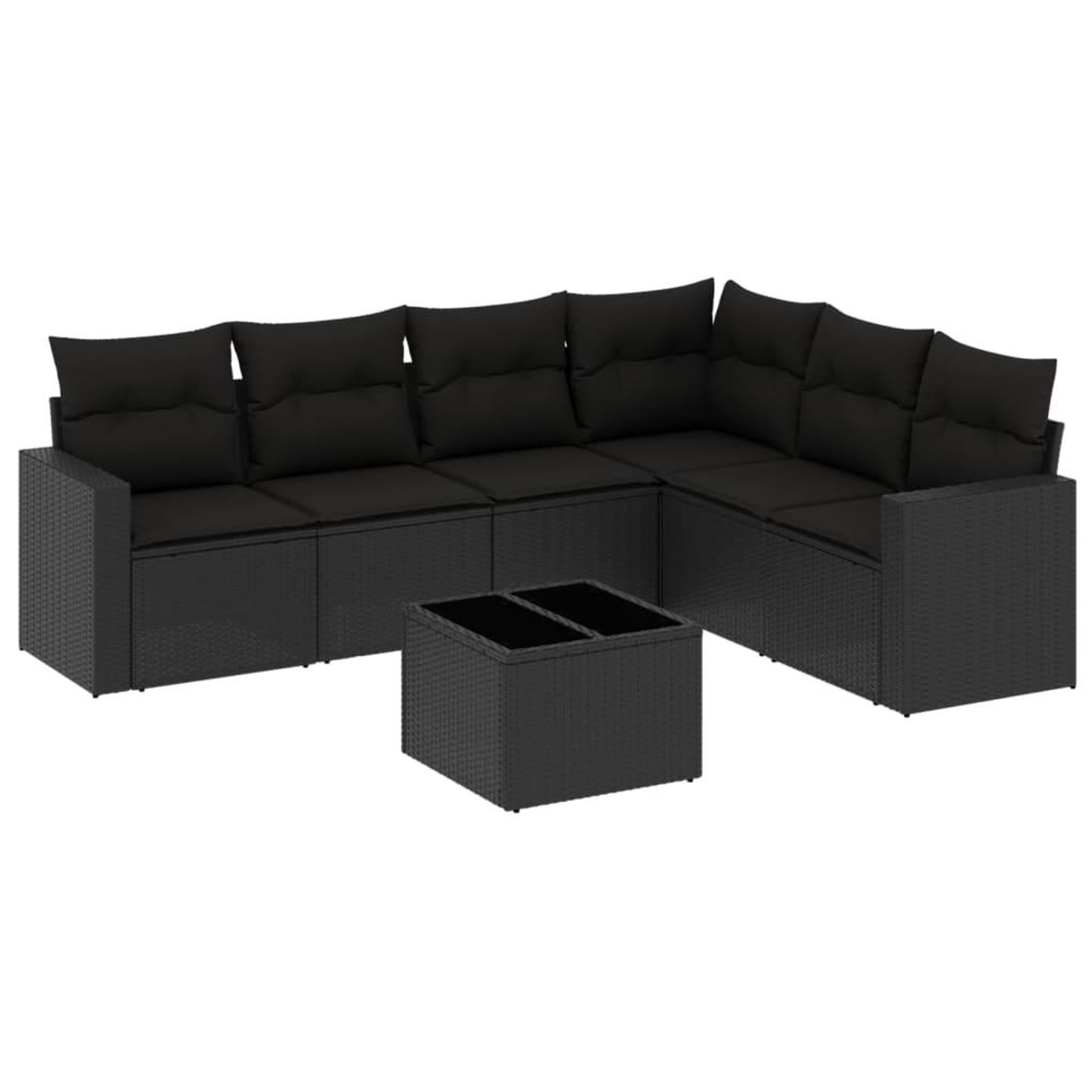 Voir la diapositive 2 : VIDAXL Salon de jardin 7 pcs avec coussins noir resine tressee