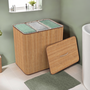 Voir la diapositive 2 : ID MARKET Panier à linge 3 bacs amovibles bambou ALBA tissu écru