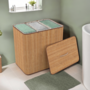 Voir la diapositive 2 : ID MARKET Panier à linge 3 bacs amovibles bambou ALBA tissu écru