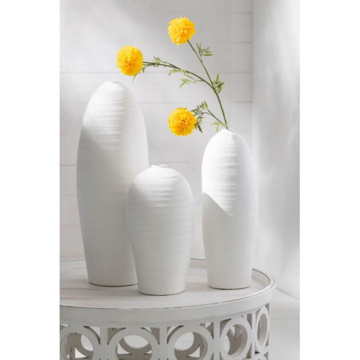 Paris Prix Vase Design en Ciment  Creta  36cm Blanc