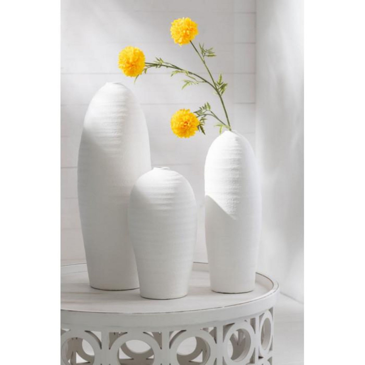 Paris Prix Vase Design en Ciment  Creta  36cm Blanc