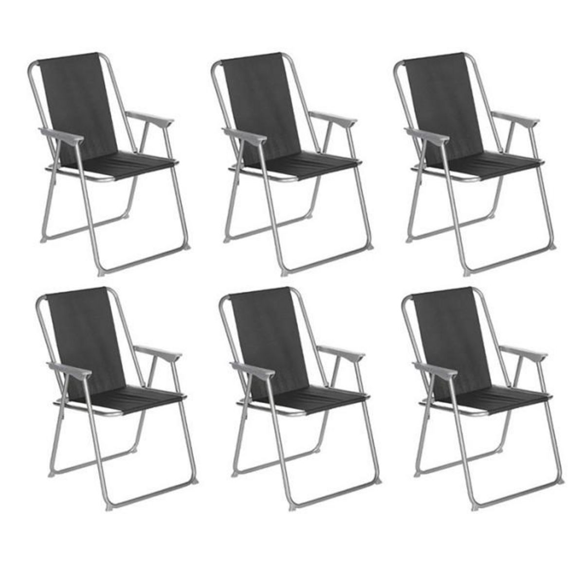 Cote detente Lot de 6 Chaises de Camping Pliantes  Grecia  74cm Noir
